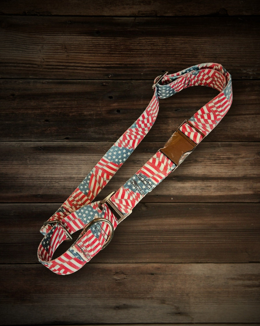 American Flag dog leash handmade by Hippie Hound Hut