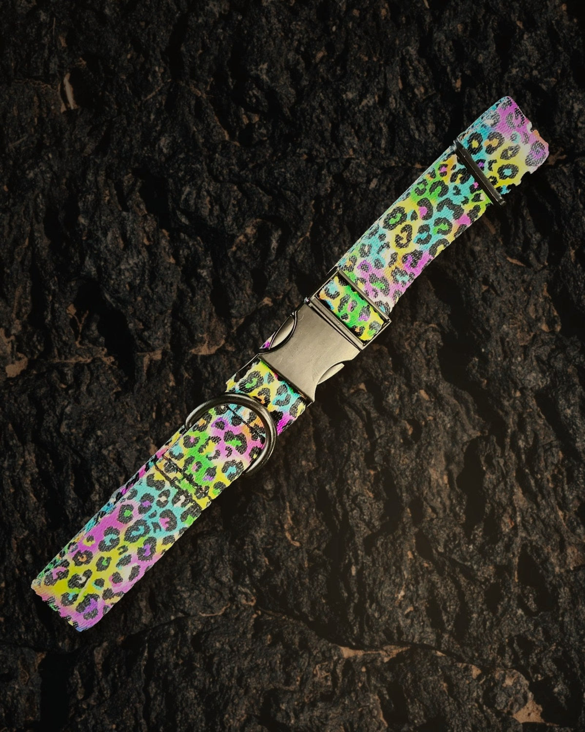 Neon Leopard dog collar handmade by Hippie Hound Hut