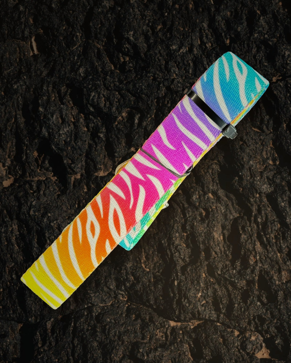 Neon Zebra matching dog collar and leash set handmade by Hippie Hound Hut