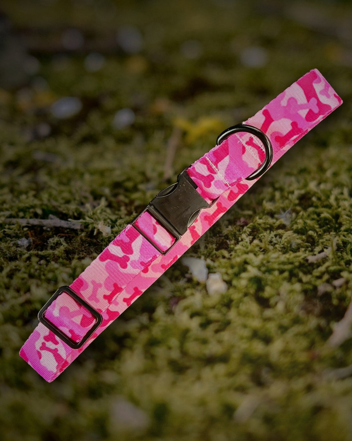 Pink Bone Camo dog collar handmade by Hippie Hound Hut