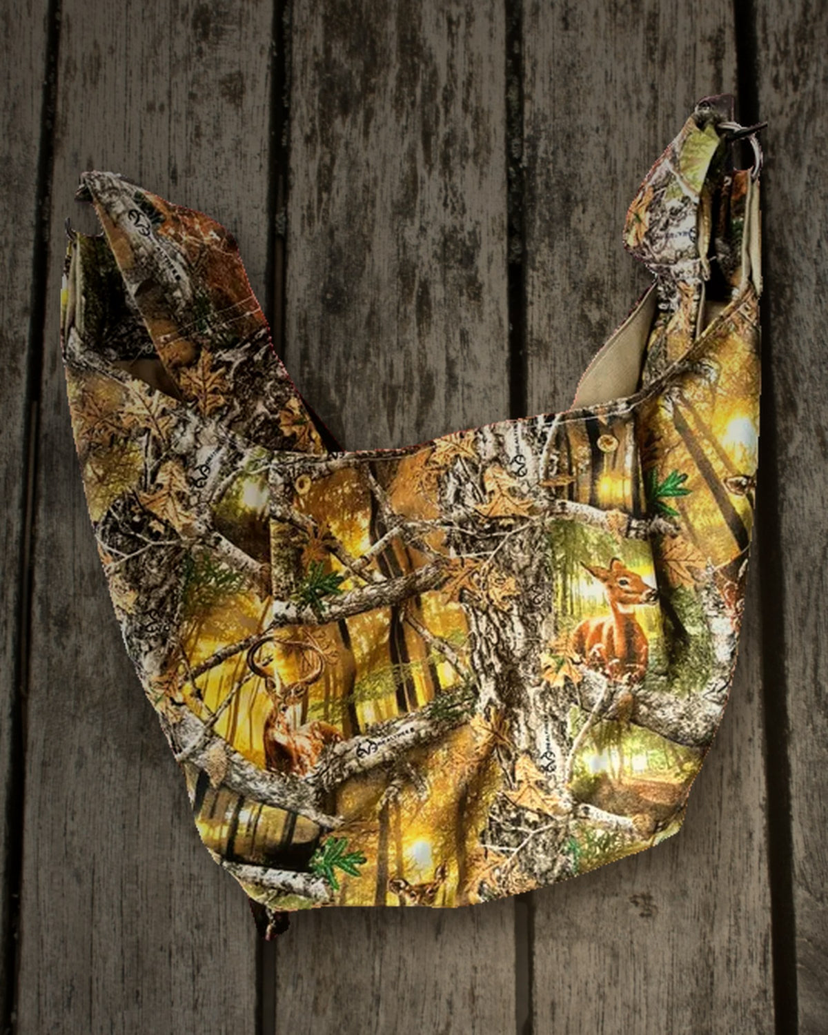 Tree Camo pet sling carrier from Hippie Hound Hut