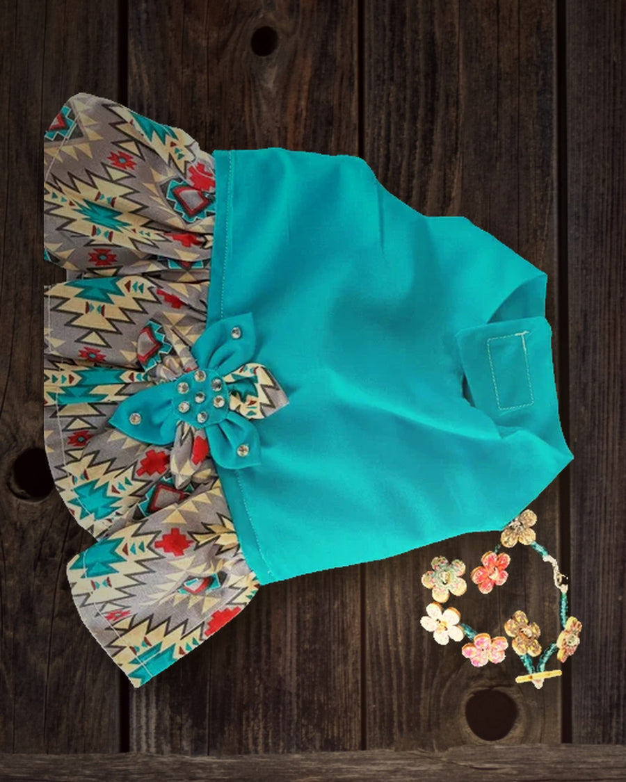 Turquoise Aztec dog dress from Hippie Hound Hut